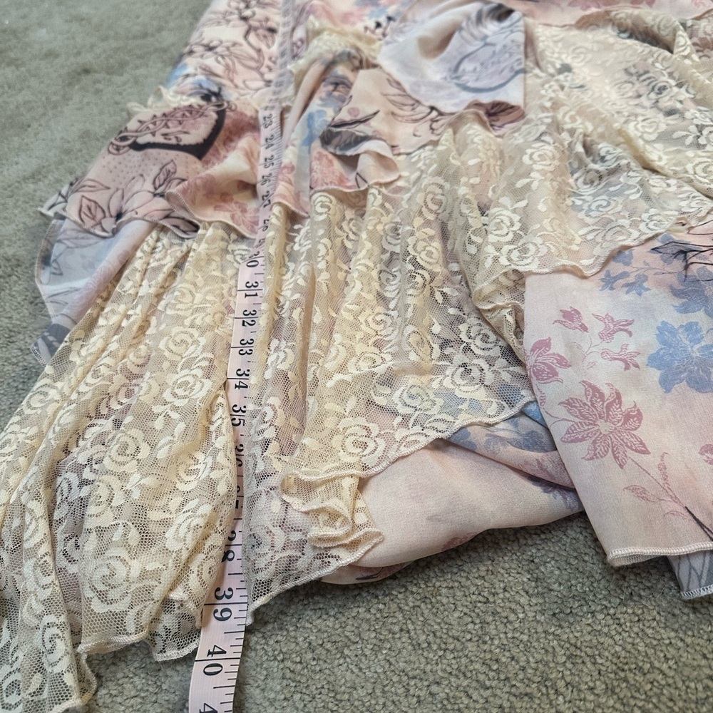 NEW Dolls Kill Current Mood Y2K Fairy Grunge Pink Lace Tiered Skirt Set M/L - Picture 7 of 9